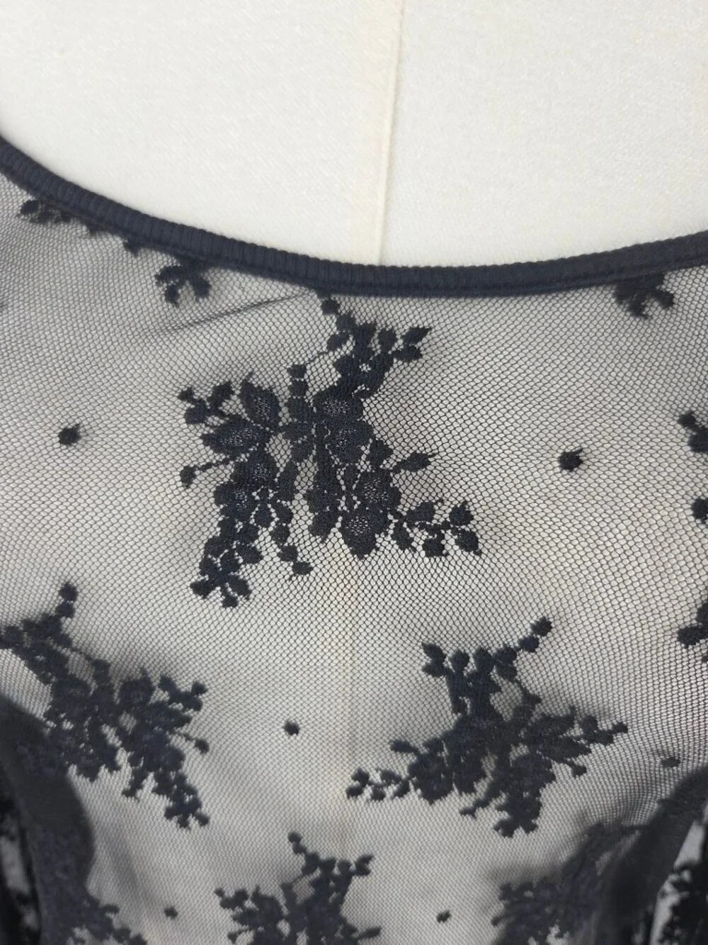 Free People Intimately FP Full Bloom Top M Long Sleeve Floral Lace Sheer Black